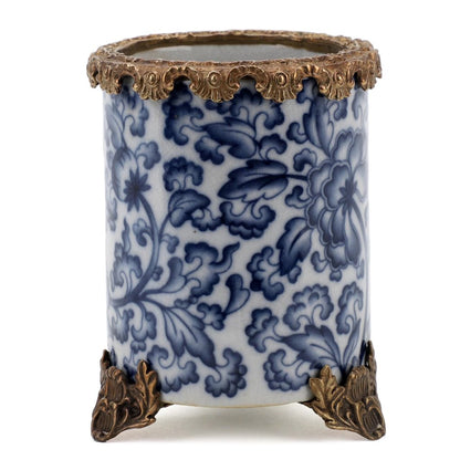 Danny’s Fine Porcelain: 3.5L X 3.5W X 4.5H ROUND VASE W/ BRONZE