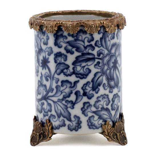 Danny’s Fine Porcelain: 3.5L X 3.5W X 4.5H ROUND VASE W/ BRONZE