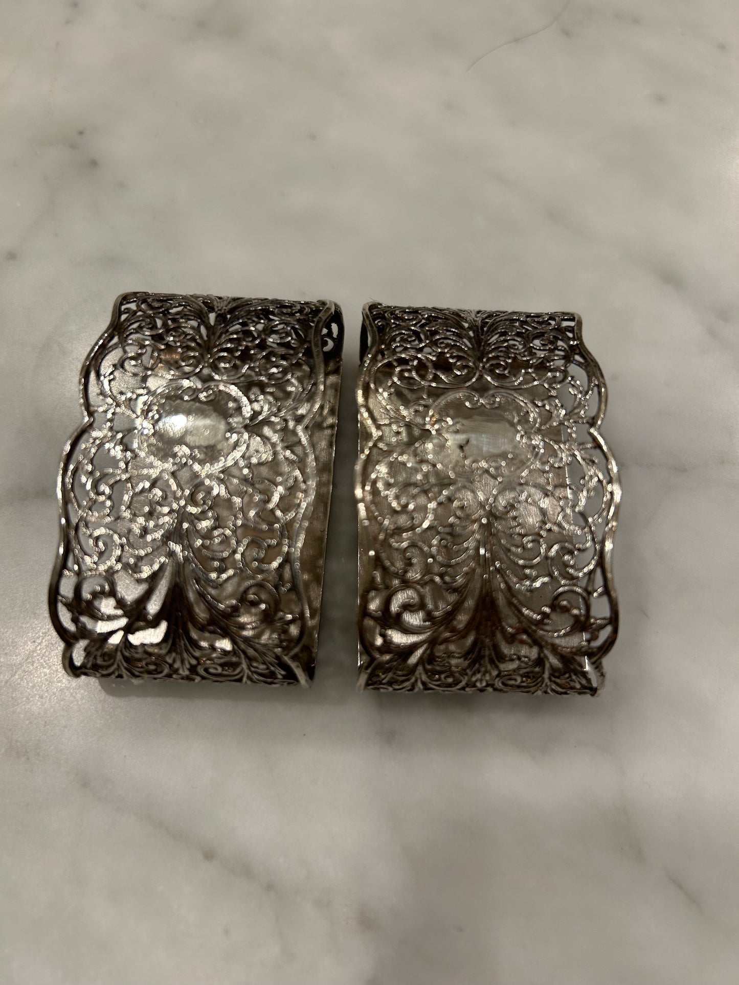 Stunning Antique Sterling Silver Pair of  Napkin Rings