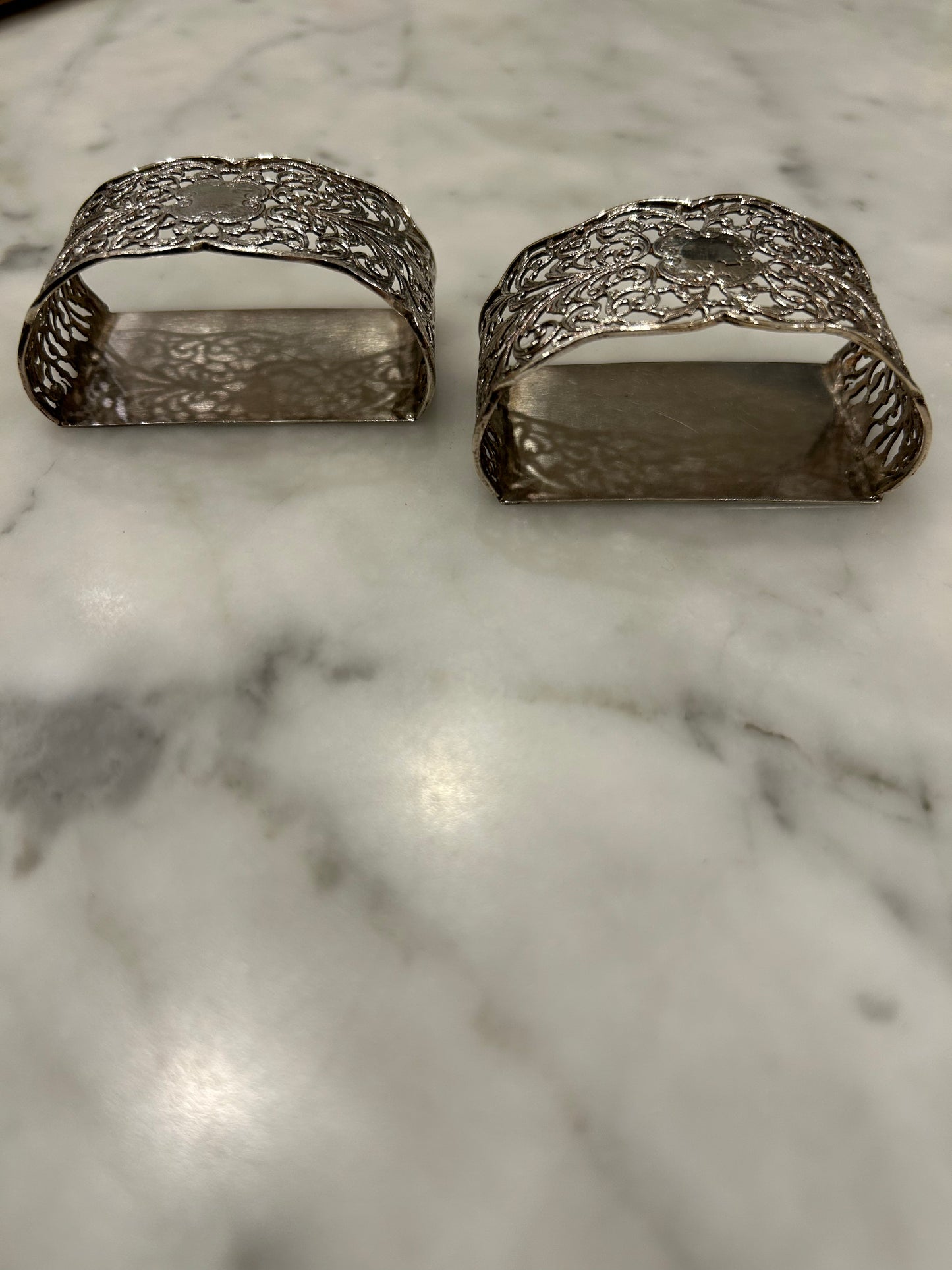 Stunning Antique Sterling Silver Pair of  Napkin Rings