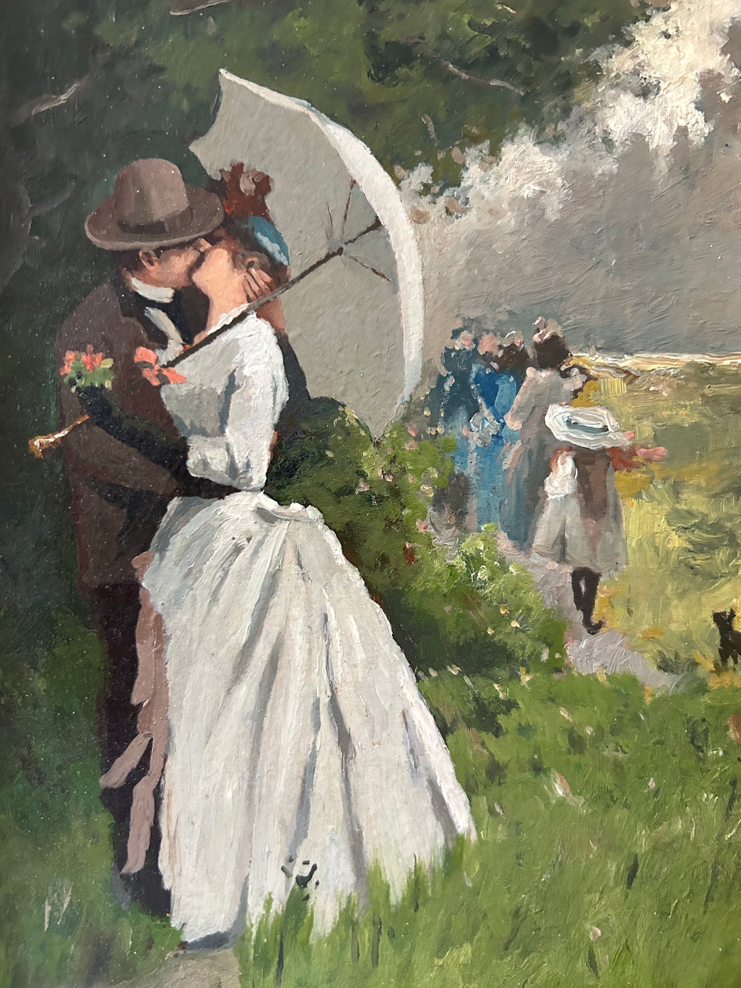 Romantic Original Antique Oil Painting on Board German artist Reinicke c. 1890
