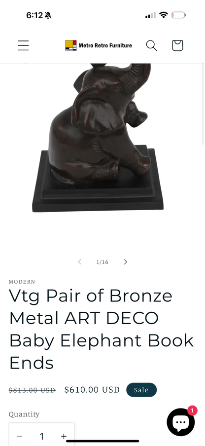 Vintage Bronze Pair of Elephant Bookends