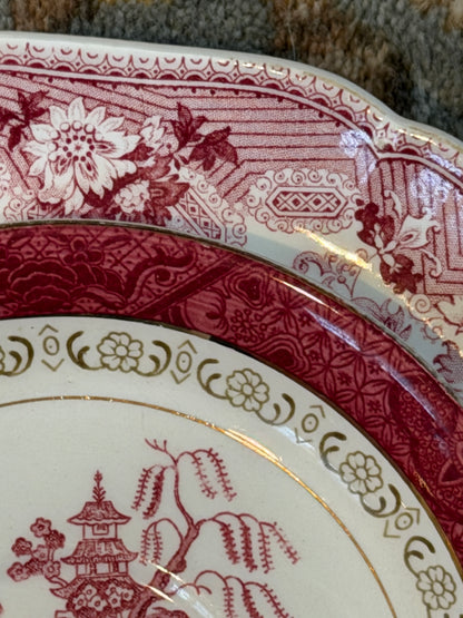 Delightful pink Willow rare 6d plate " double phoenix "