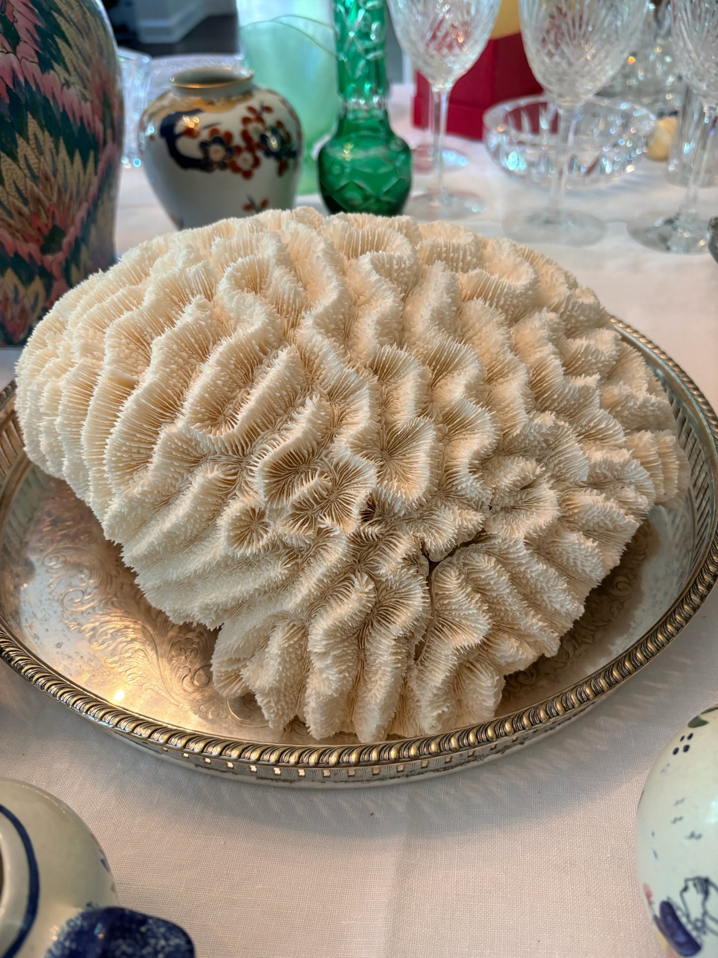 WCCR Charitable Item #188 | Large Natural Brain Coral Specimen | Coastal Décor | 12" x 12" x 5.5"