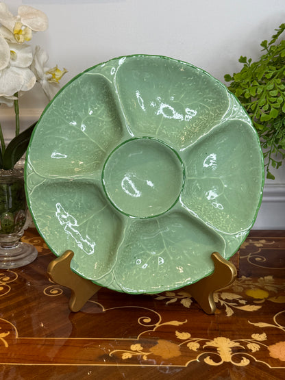 Rare Minton Majolica Green Cabbage 5-Sectional Serving Dish | 10.5” – No Chips or Cracks