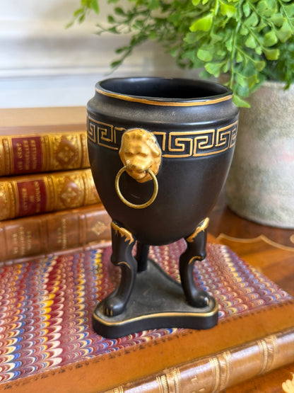 RESERVED - KKRONDEAU - Vintage Ardalt Artware Black & Gold Lion Handle Urn Vase | Japan | 5.5”
