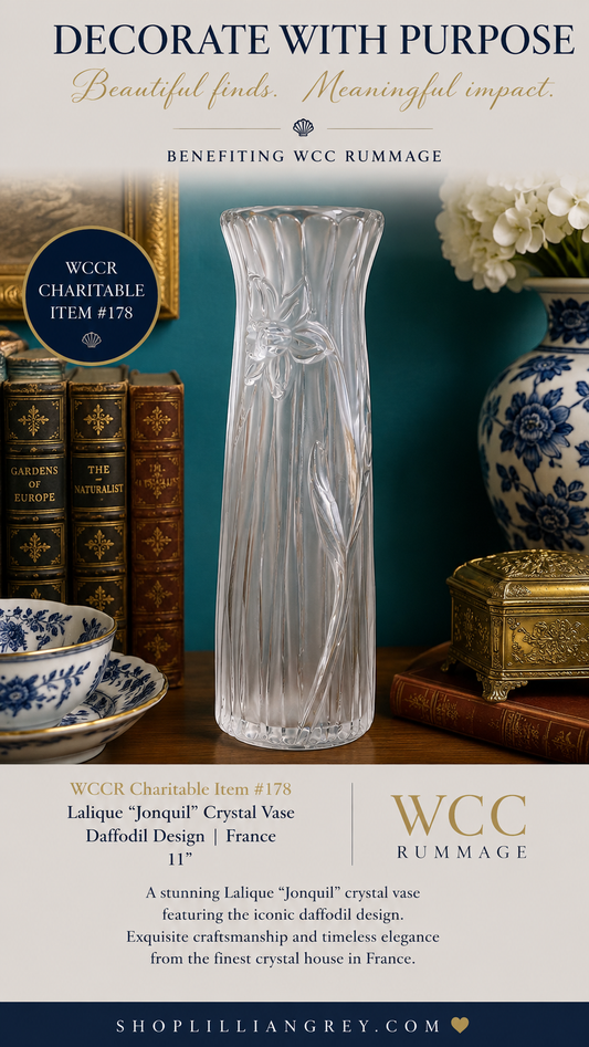 WCCR Charitable Item #178 | Lalique "Jonquil" Crystal Vase | Daffodil Design | France | 11"
