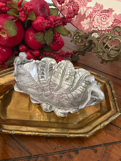 Designer Arthur Court monkey banana leaf footed bowl 7 x 5 x 5
