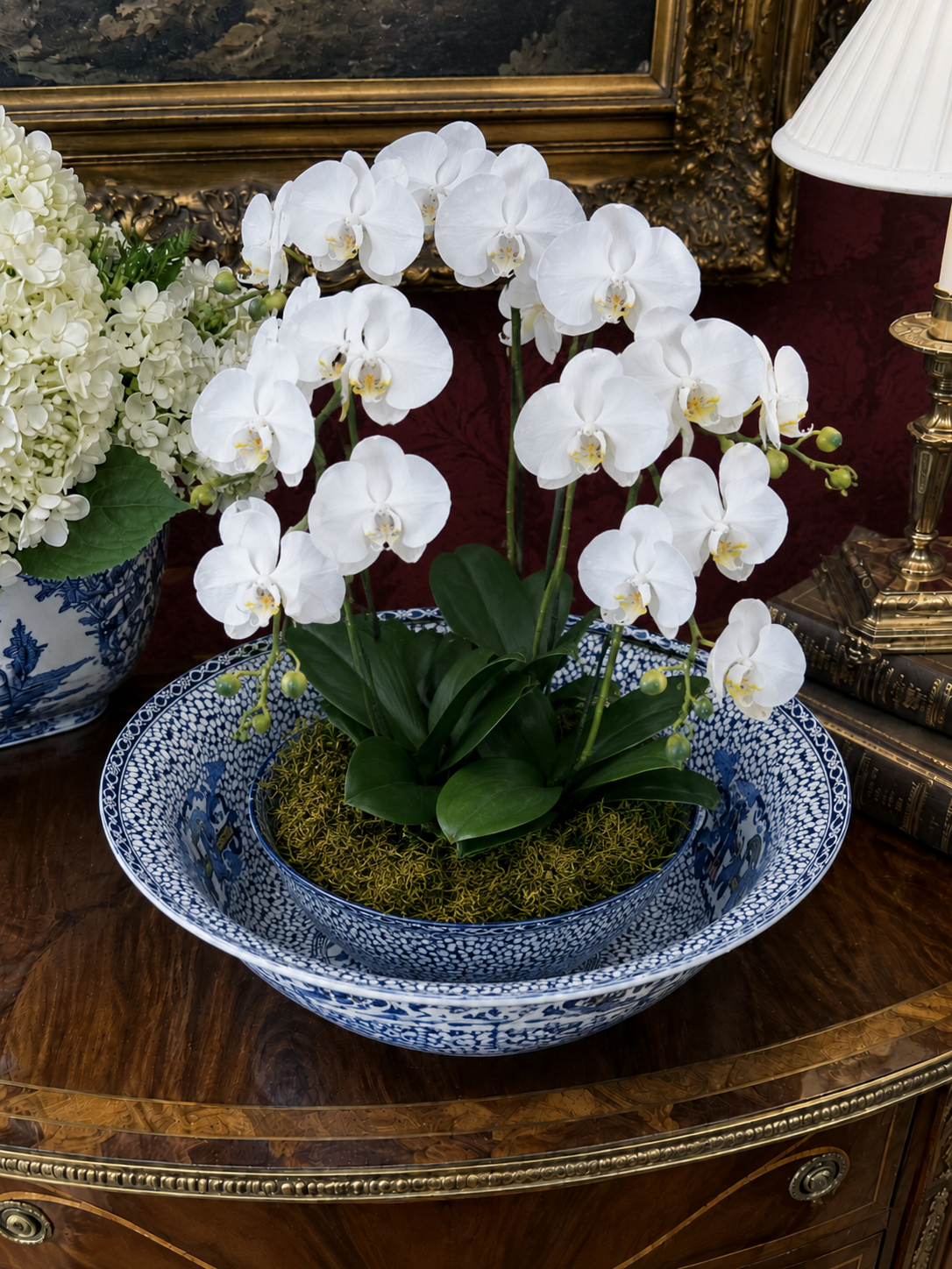 Antique Adams Chinese Bird Wash Basin | Large Blue & White English Transferware Bowl | 15”
