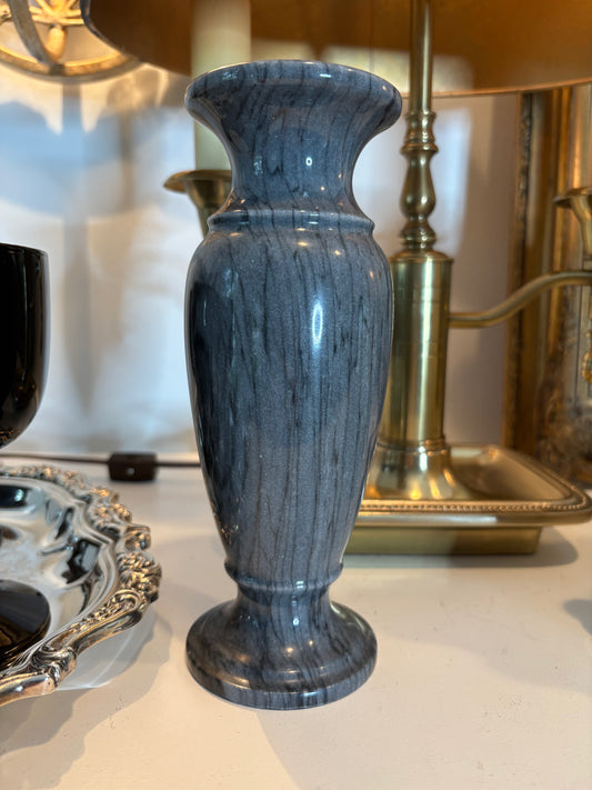 8” Gray and Black Marble Vase