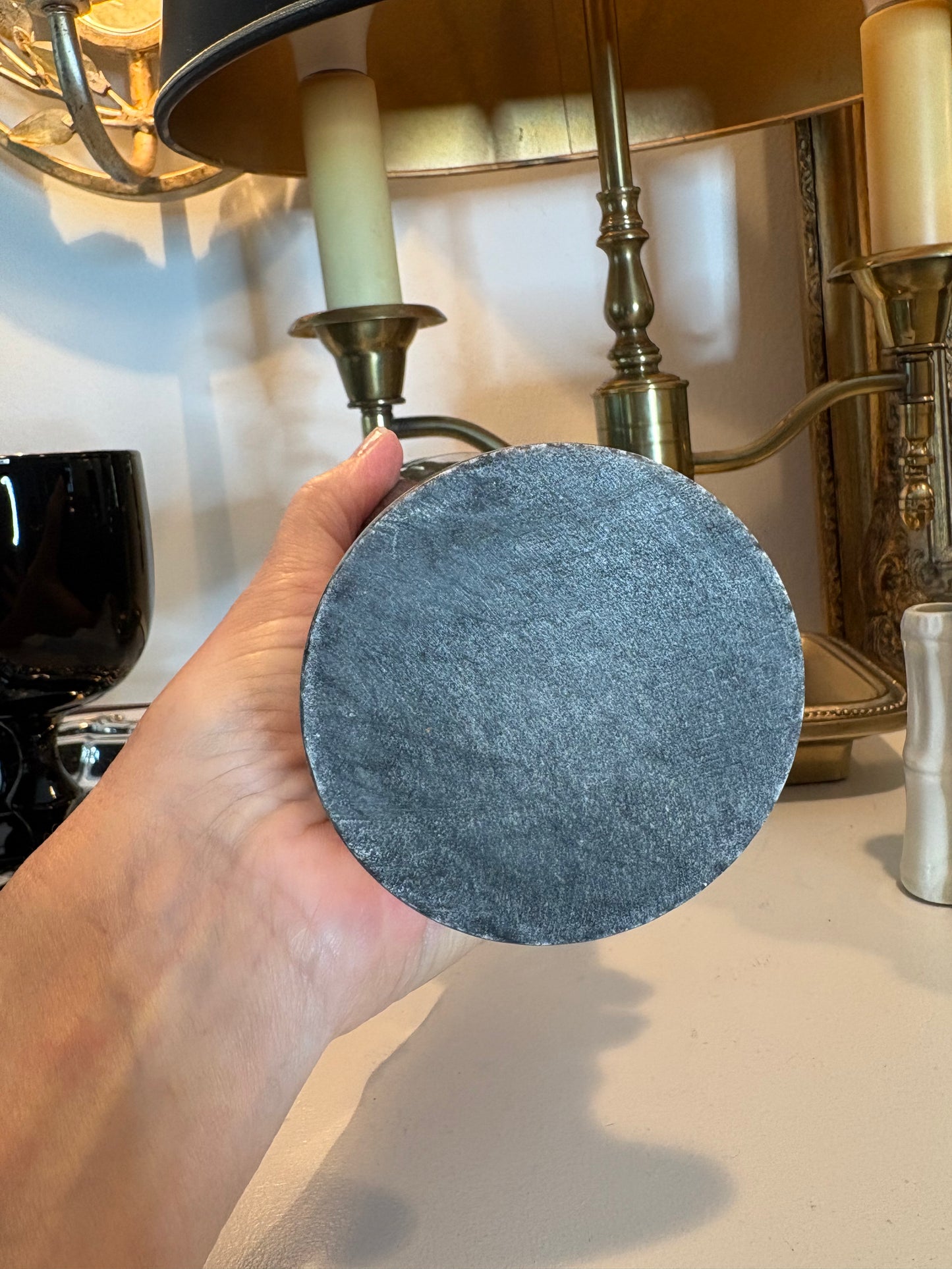 8” Gray and Black Marble Vase