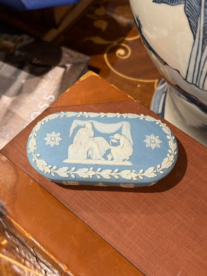 19th Century Blue Wedgwood Jasper match box, style DA4248
