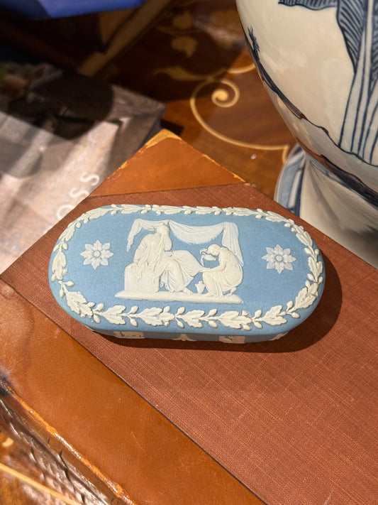 19th Century Blue Wedgwood Jasper match box, style DA4248