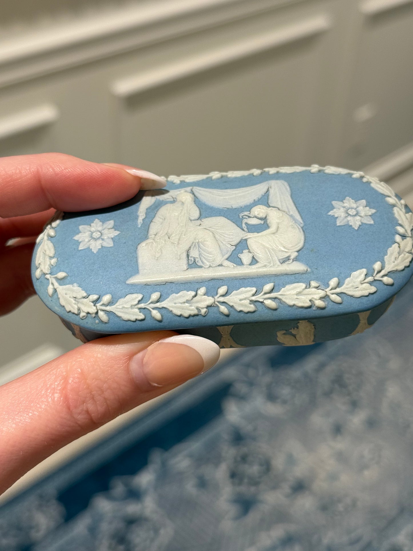 19th Century Blue Wedgwood Jasper match box, style DA4248