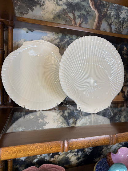 Vintage Wedgwood Nautilus Shell Plates | Pair of Large Etruria & Barlaston Scallop Plates | 11”