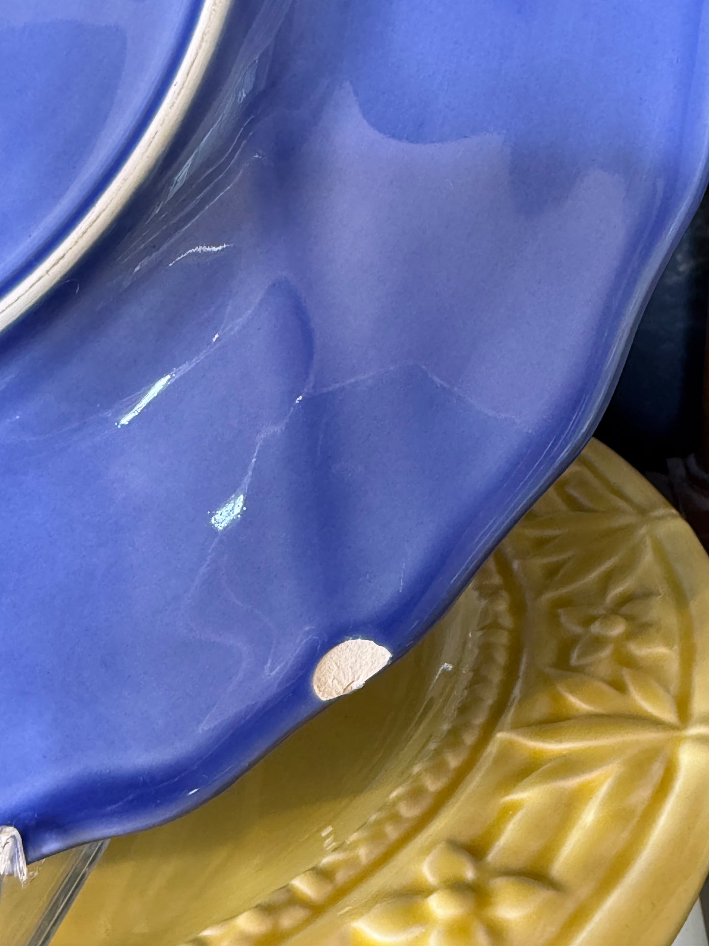 RESERVED - JIL - Vintage Bordallo Pinheiro Seashell Service Blue Charger Plate | Shell & Starfish Majolica | 12.5”