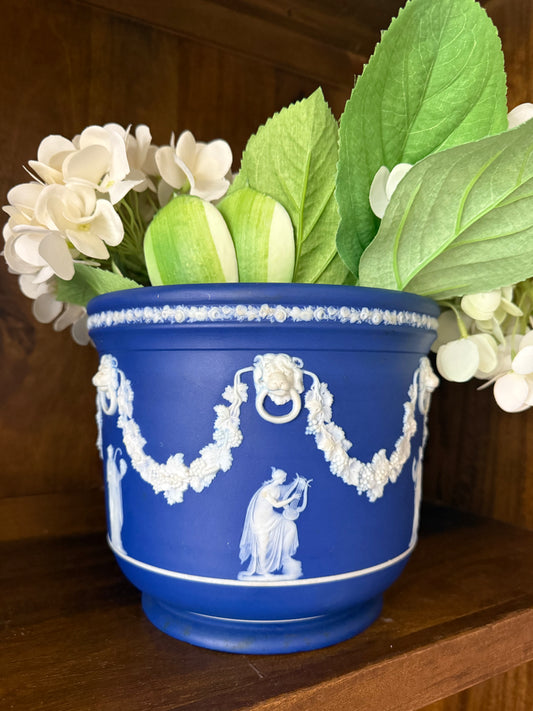 Live 4/28 Reserved T - Vintage Wedgwood Cobalt Blue Large Cachepot 8”