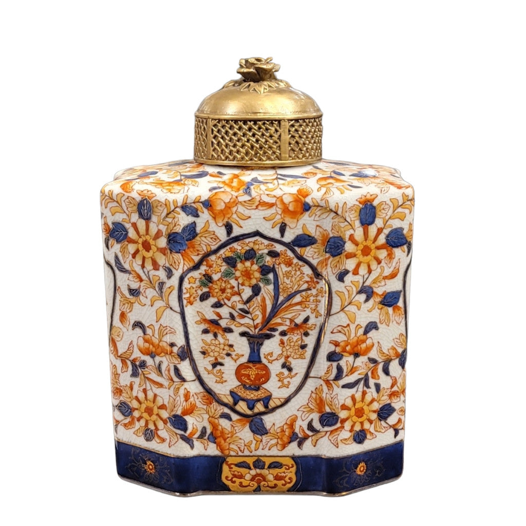 Danny’s Fine Porcelain - Imari Jar with Bronze Lid 8”x 5”x 8”