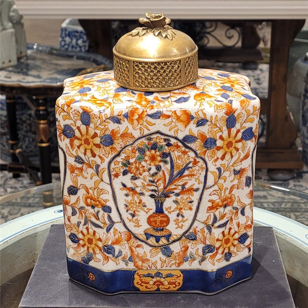 Danny’s Fine Porcelain - Imari Jar with Bronze Lid 8”x 5”x 8”