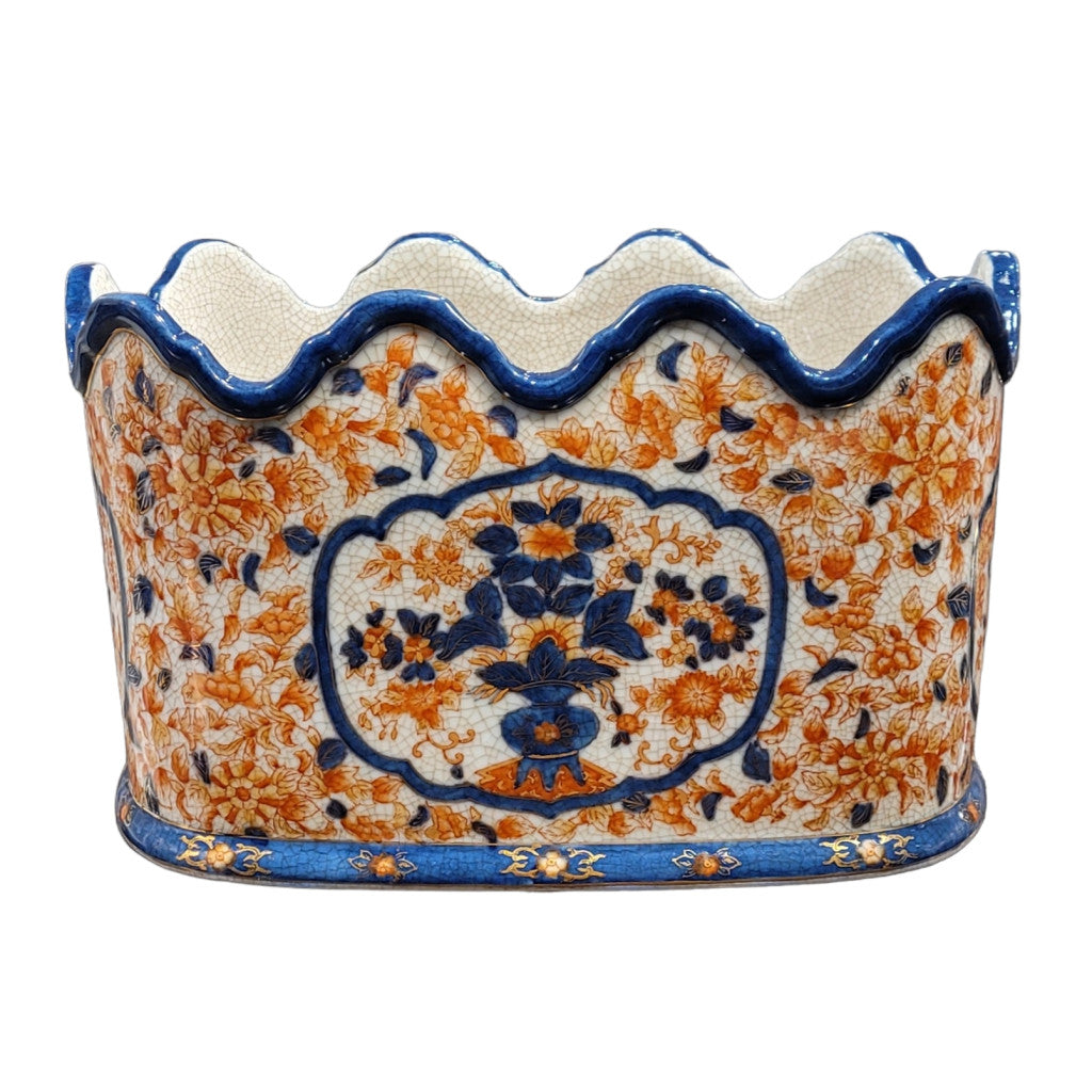 Danny’s Fine Porcelain Imari ScallopedOval Planter: 12” L x 9” W x 8” H