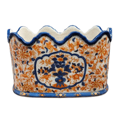 Danny’s Fine Porcelain Imari ScallopedOval Planter: 12” L x 9” W x 8” H