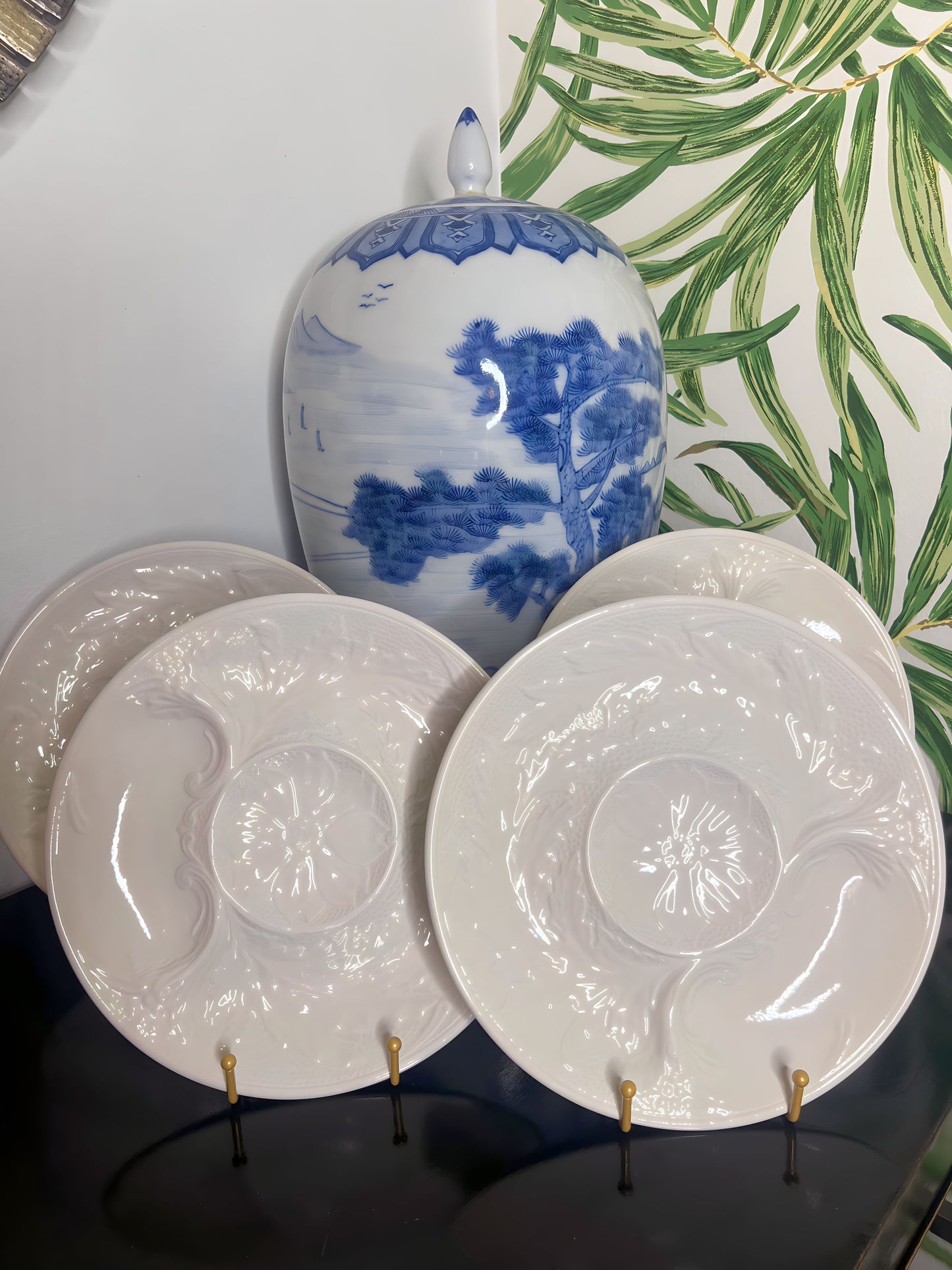 Classic Antique Italian Set of Four Artichoke Plates