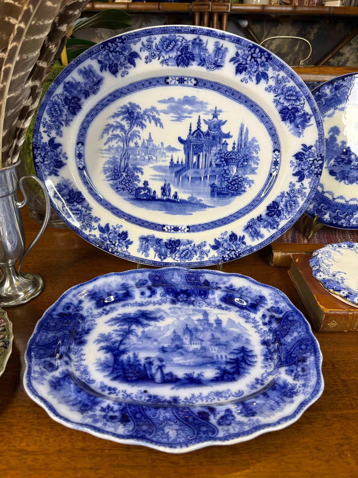 Burleigh Nonpareil Flow Blue Small Platter | Blue & White | c.1891–1919 | 12” L × 10” W | #DA4585