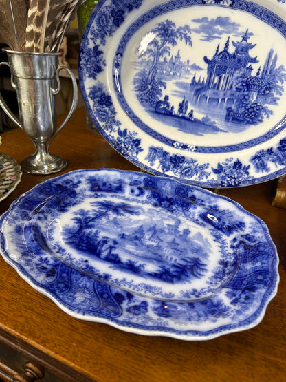 Burleigh Nonpareil Flow Blue Small Platter | Blue & White | c.1891–1919 | 12” L × 10” W | #DA4585