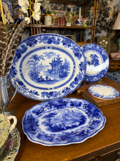 Burleigh Nonpareil Flow Blue Small Platter | Blue & White | c.1891–1919 | 12” L × 10” W | #DA4585