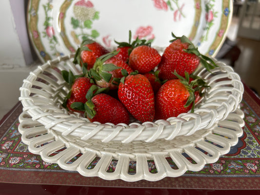 Antique Wedgwood Creamware Fruit Basket with Underplate