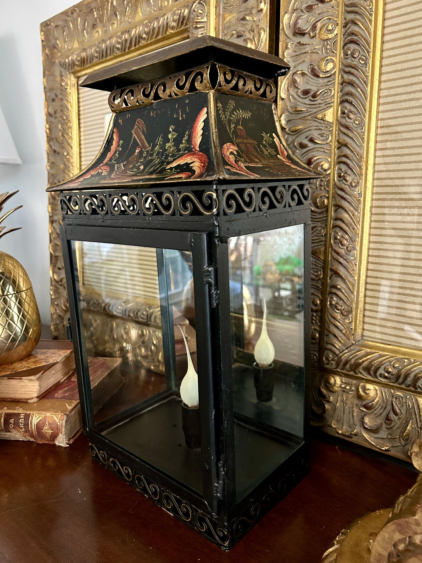 Vintage Regency Style Tole Chinoiserie Lantern