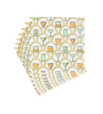 Caspari Deco Cocktails Cocktail Napkin - 20 Per Package