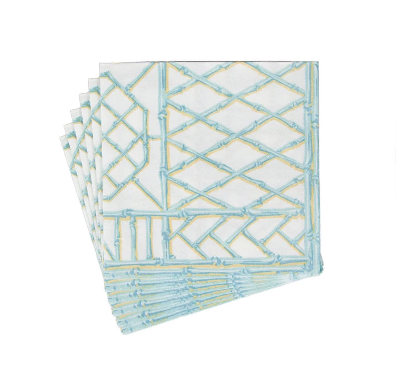 Caspari Bamboo Screen Robin's Egg Linen Cocktail Napkin | 15 Per Package