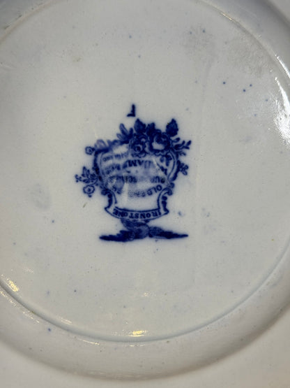 Antique William Adams & Sons "Old Farm House" Ironstone Plate | Flow Blue Transferware | 9"