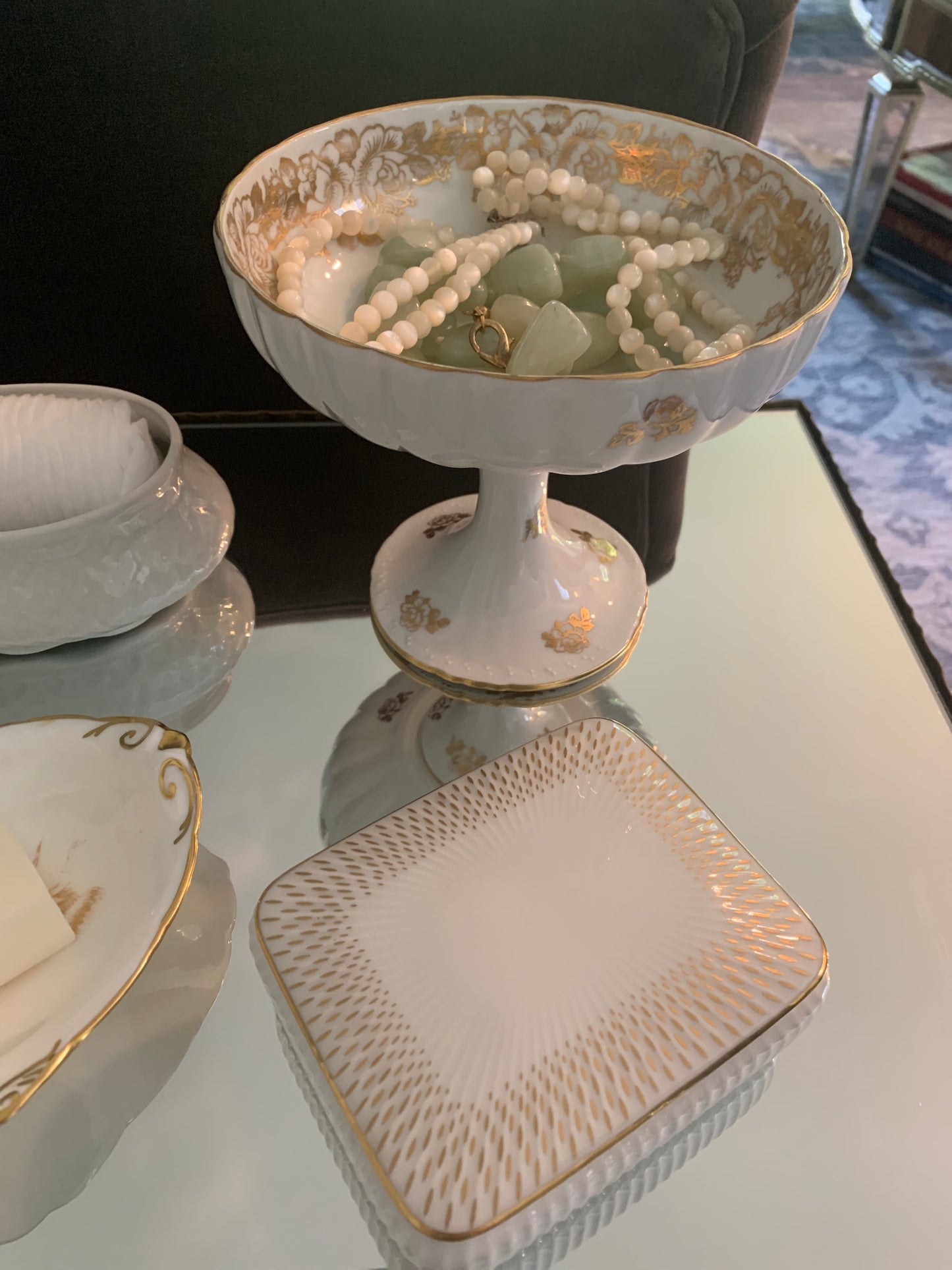 Gilded French Porcelain Compote