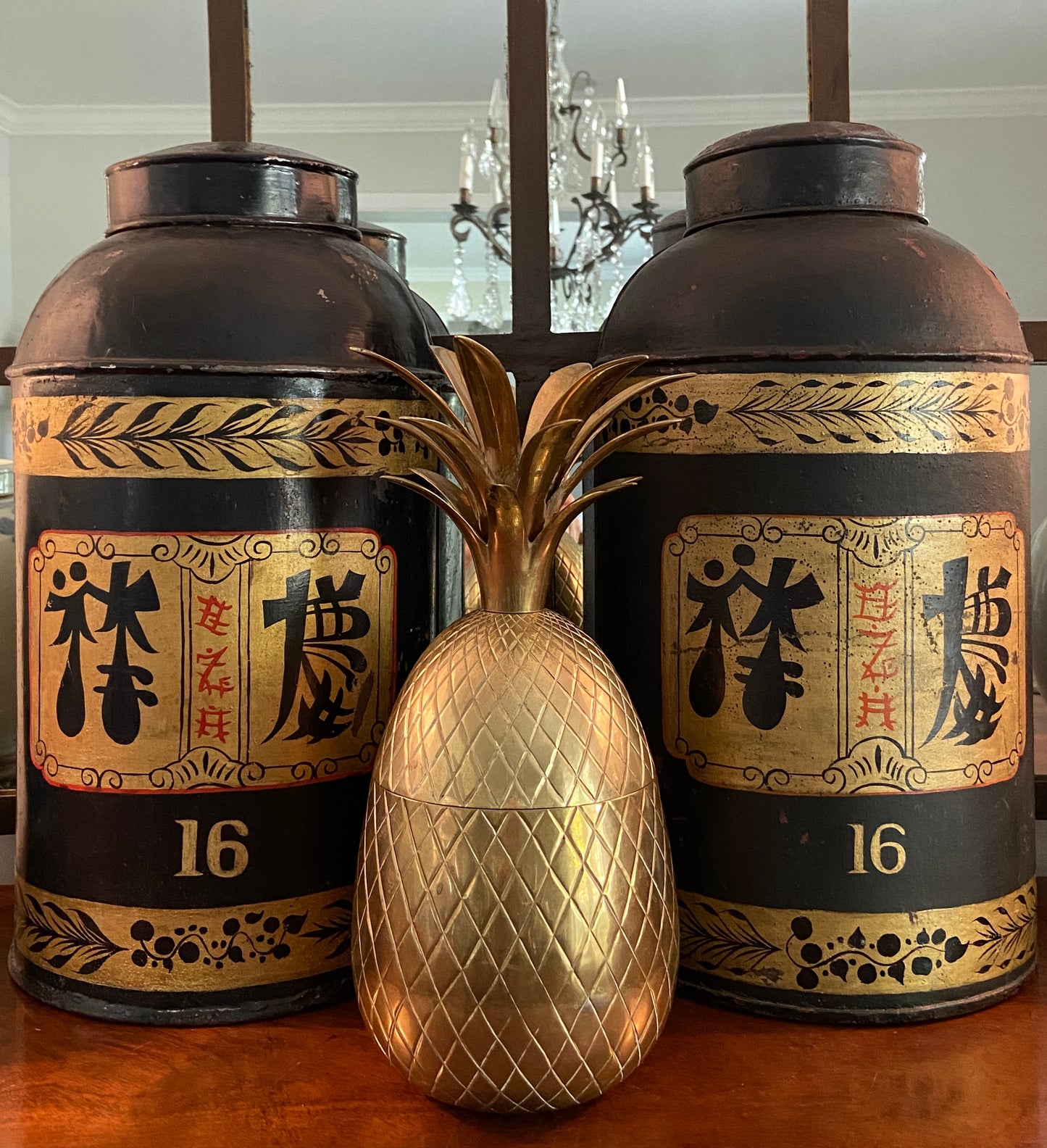19th Century English Chinoiserie Tole Tea Canisters