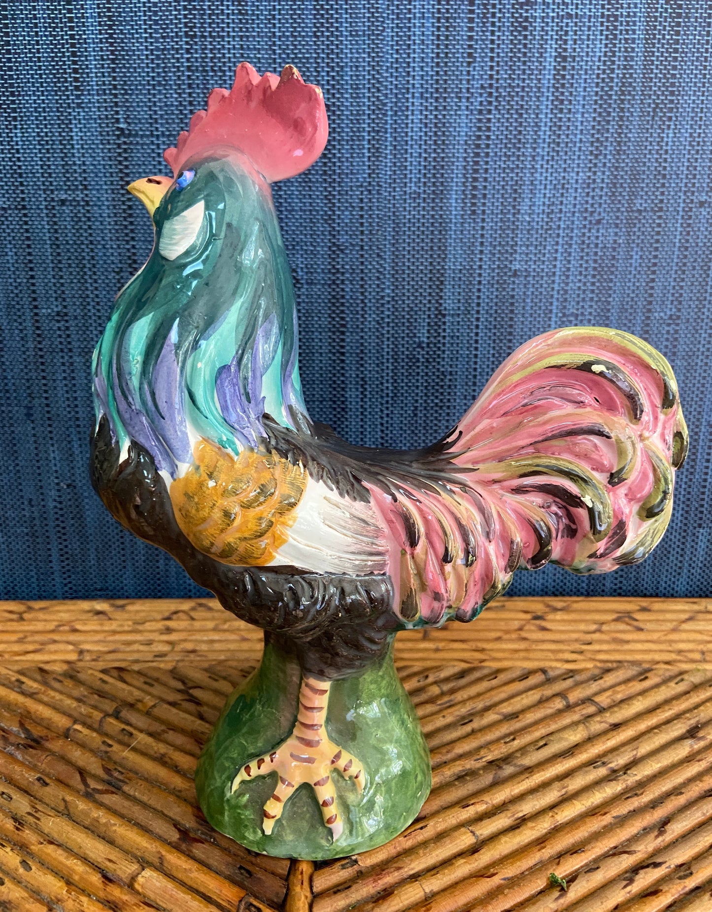 Vintage Italian Hand Painted Pottery Rooster