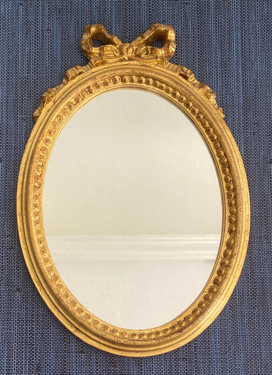 Vintage Italian Florentine Gilt Oval  Ribbon Mirror