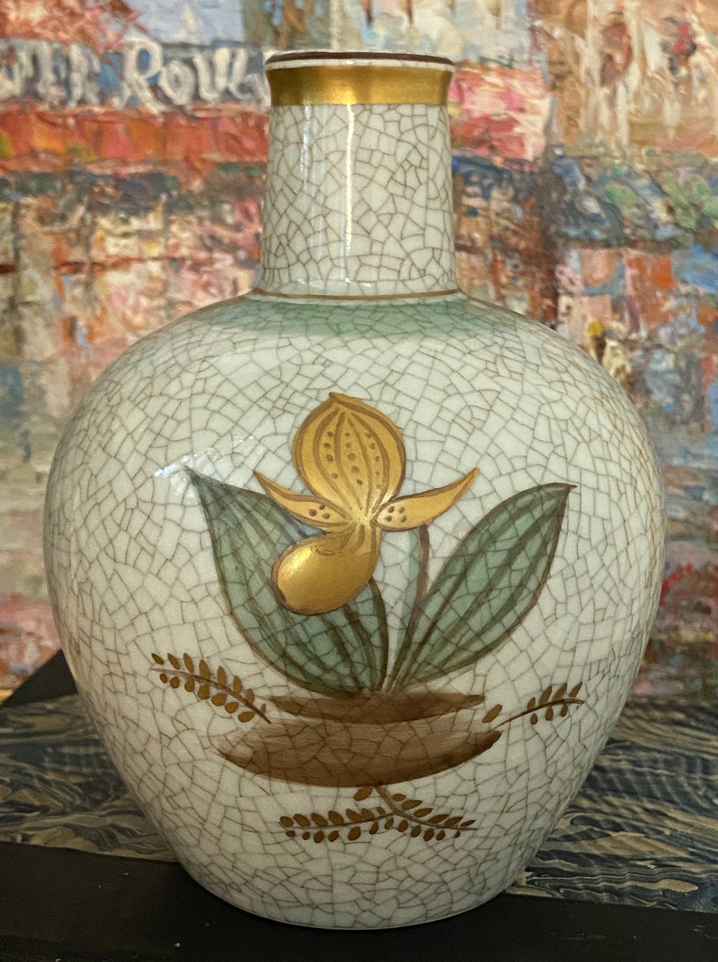 Vintage Royal Copenhagen Crackle Glaze Vase
