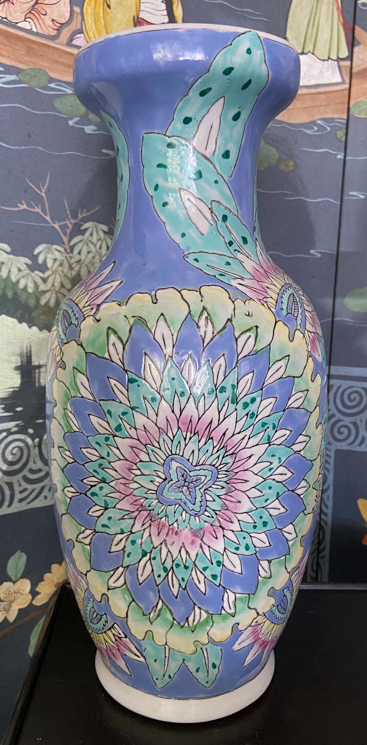 Vintage Chinoiserie Floral Porcelain Vase