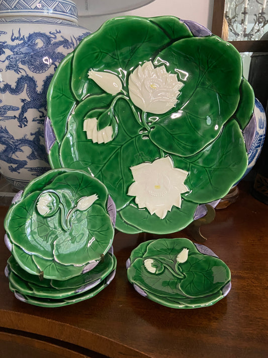 Vintage Haldon Group Water Lily Dessert Set - Platter W/ four small plates, Excellent!