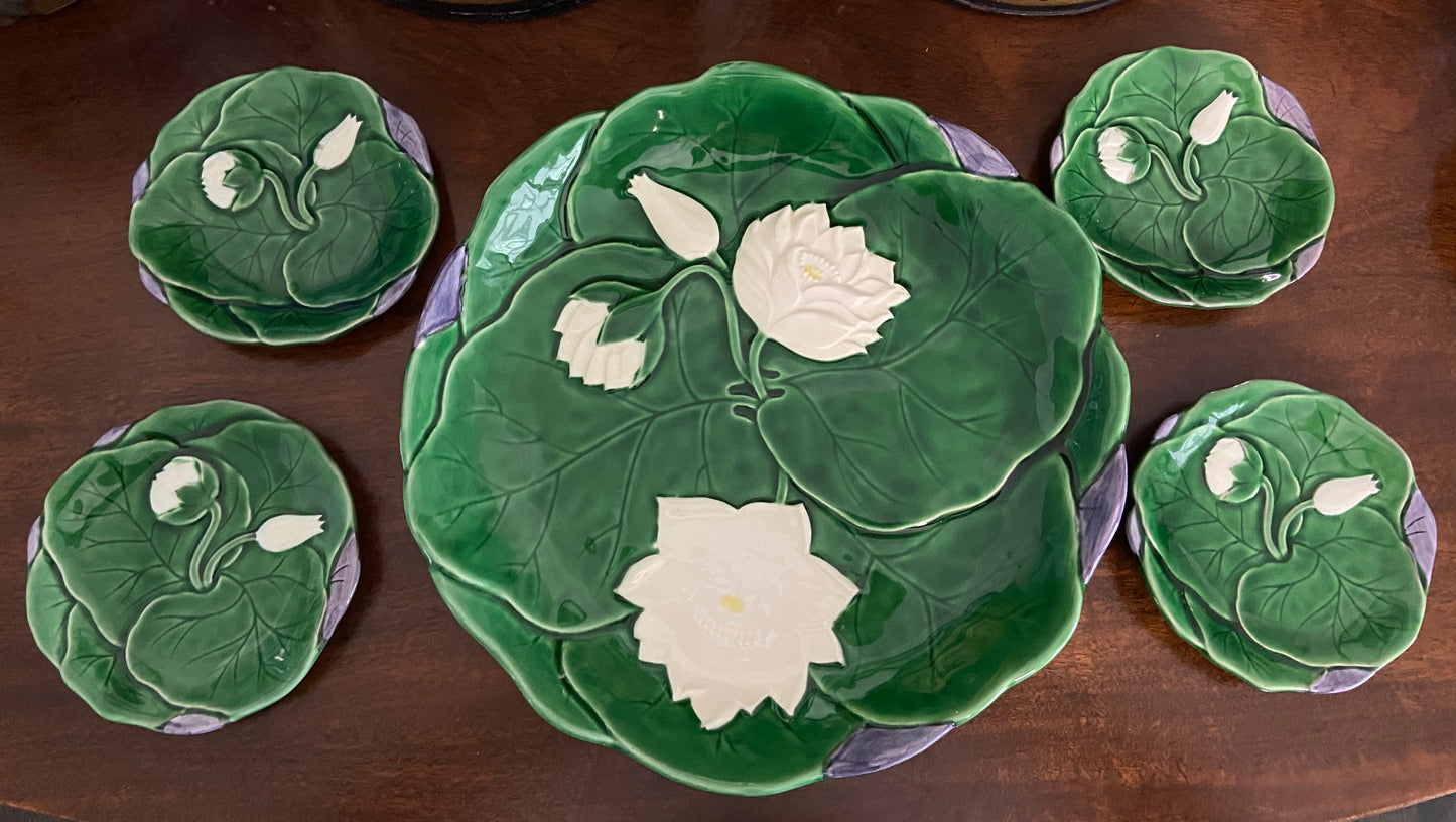Vintage Haldon Group Water Lily  Set - Platter W/ four small plates, Excellent!