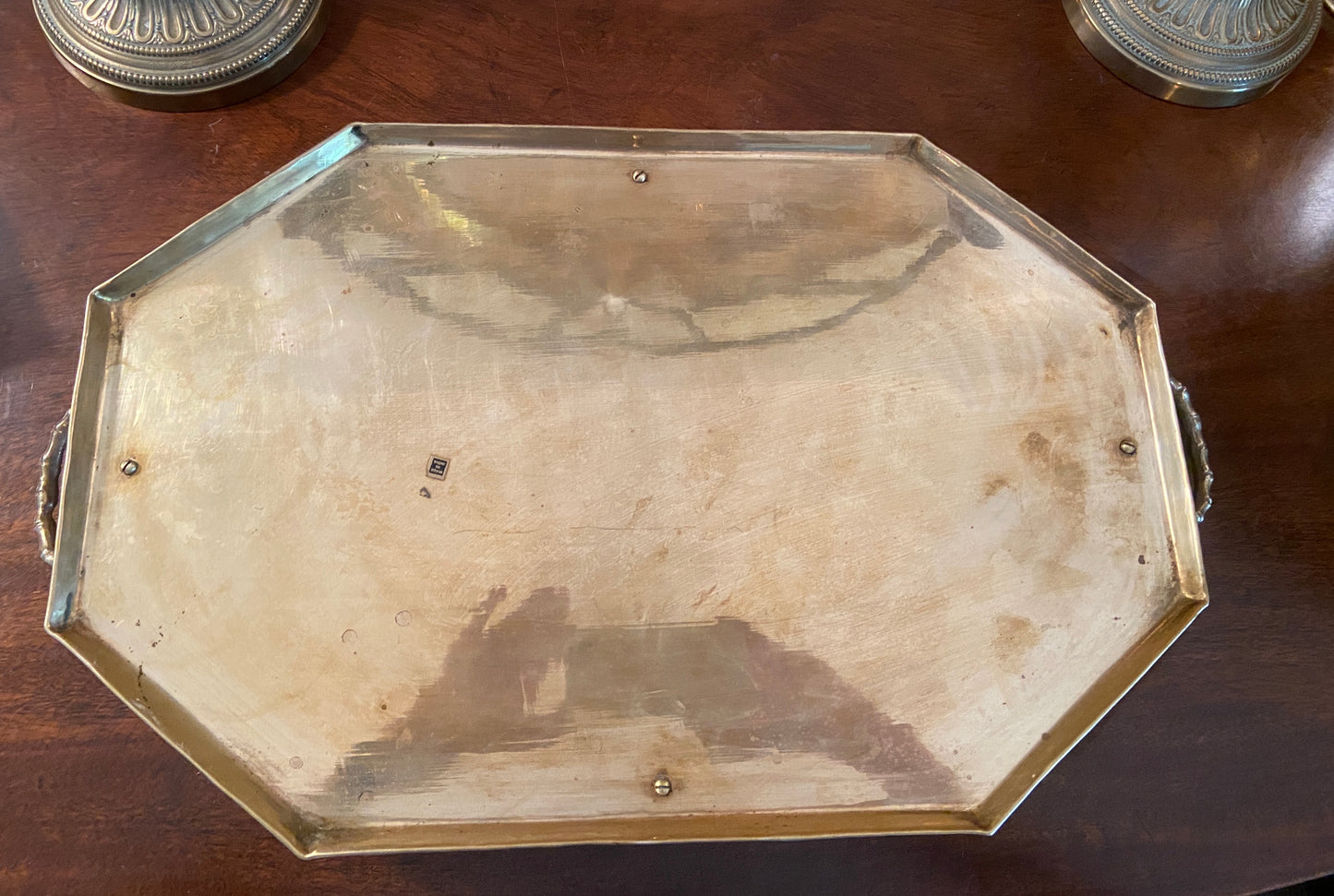 Vintage Brass Bamboo Gallery Tray