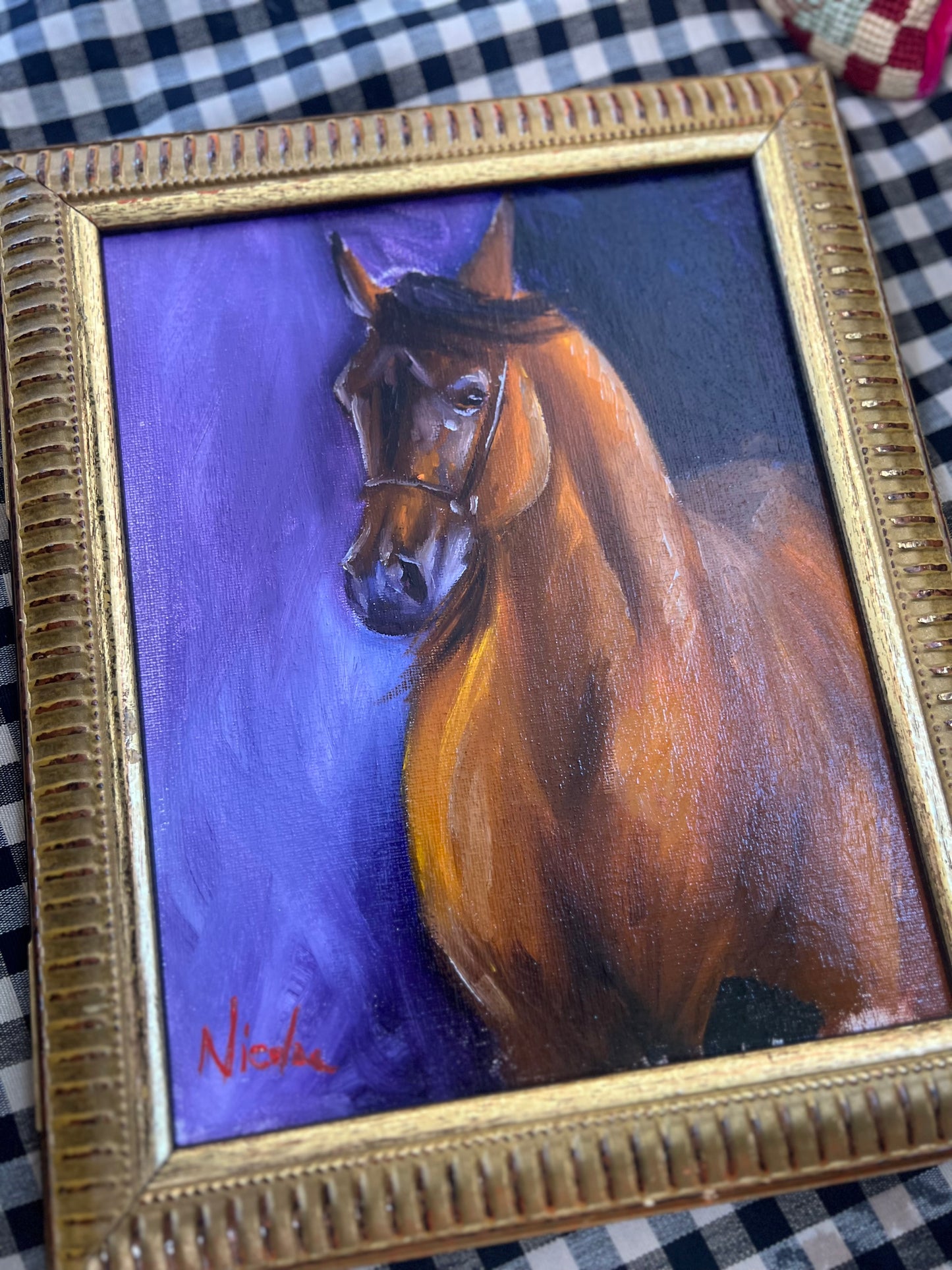 Beautiful Original Horse Equestrian Art Signed Painting