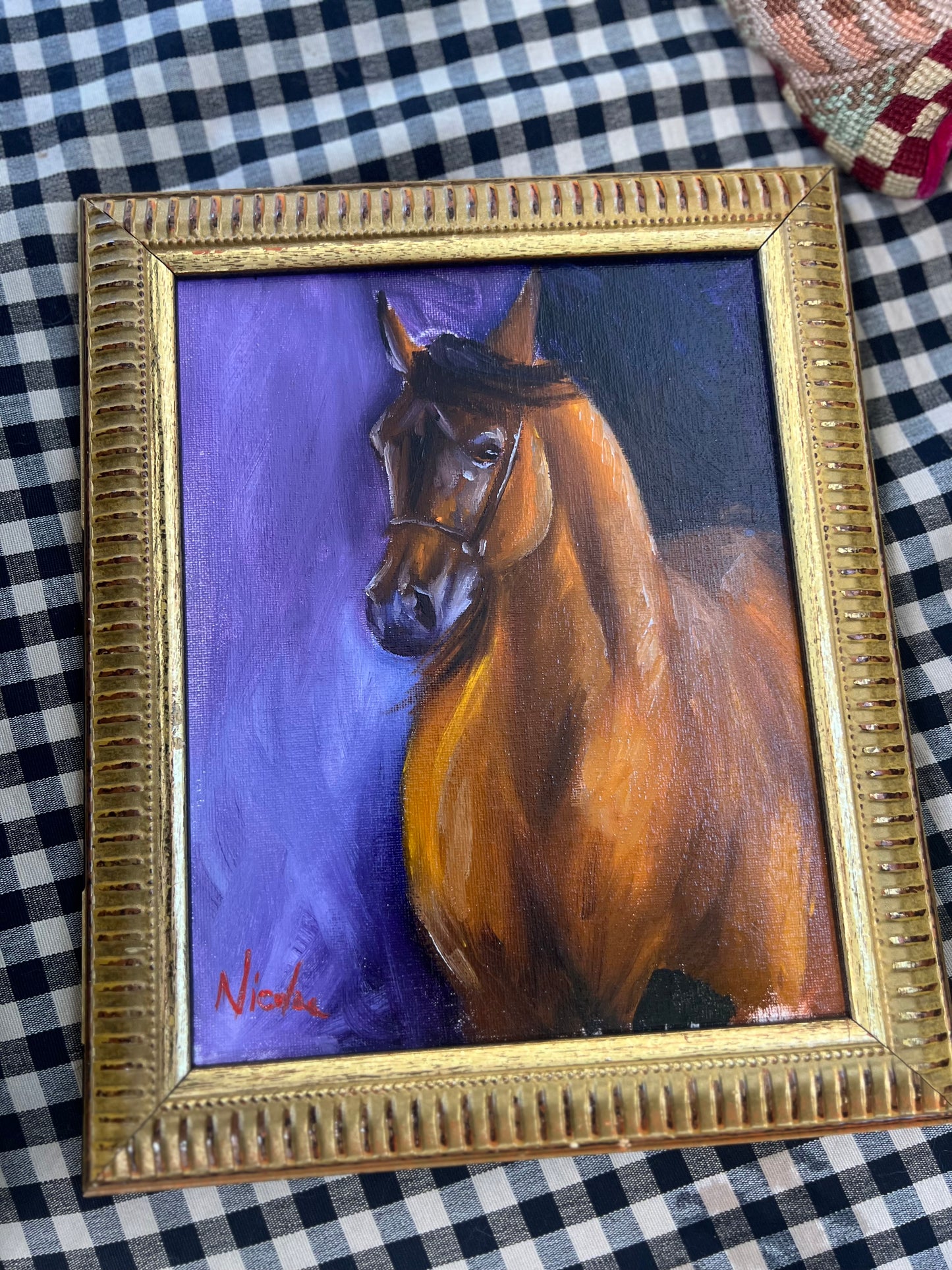 Beautiful Original Horse Equestrian Art Signed Painting