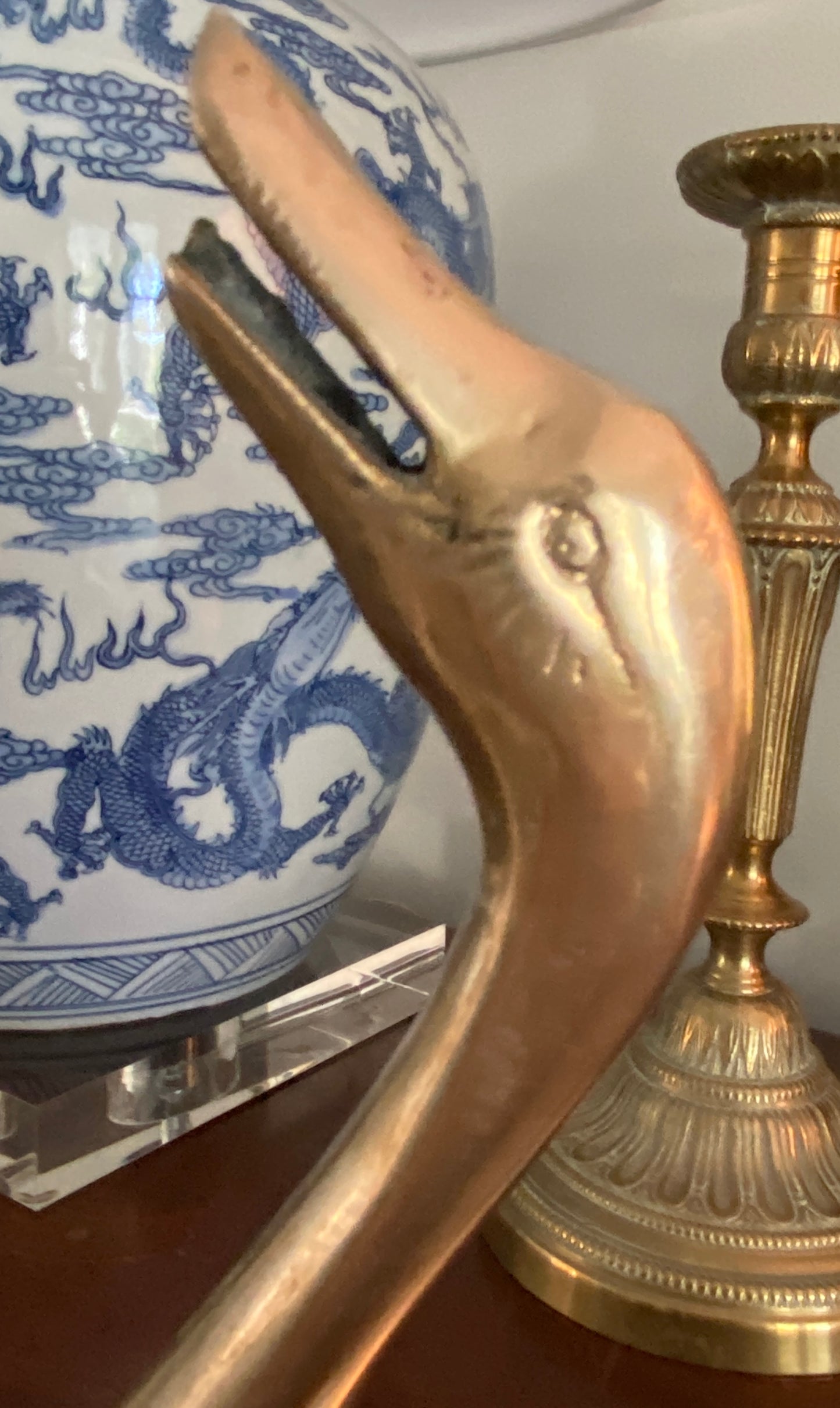 Vintage Pair of Brass Geese Figures