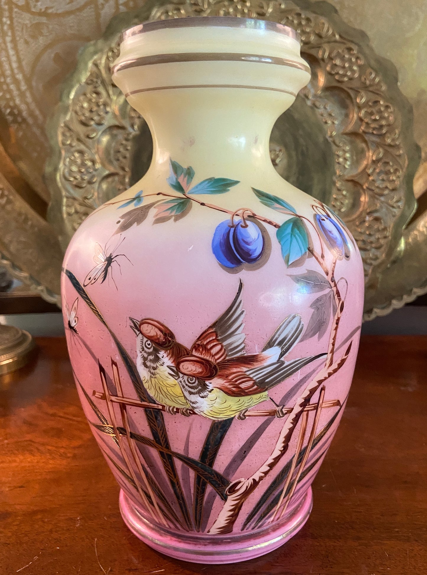 Antique Enameled Art Glass Vase