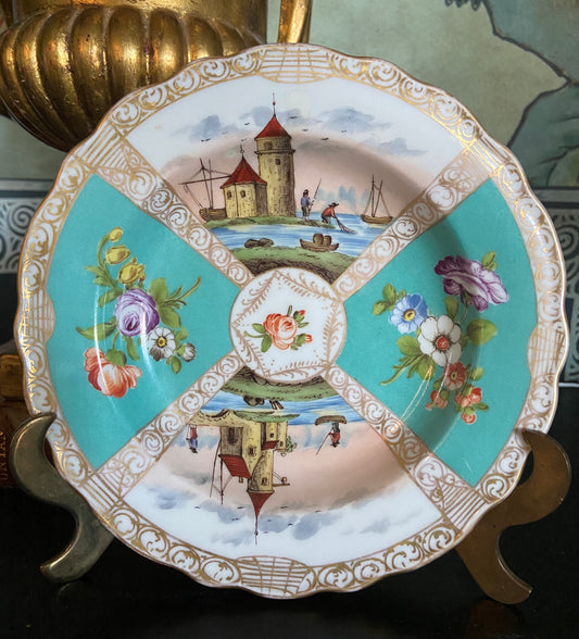 Antique Dresden Porcelain Quatrefoil Plate