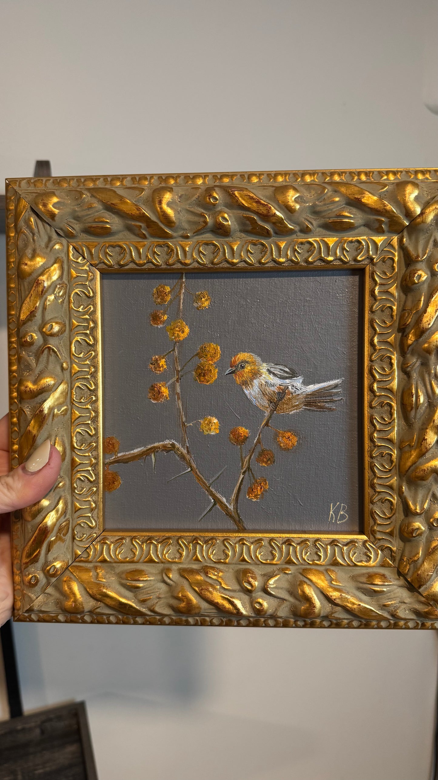 Solo live reserved Blackburnian warbler original oil painting
