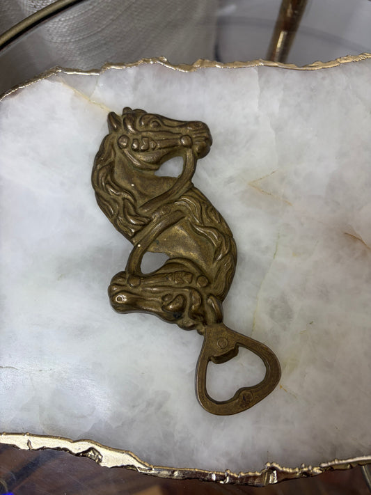 Brass horse head bottle opener!